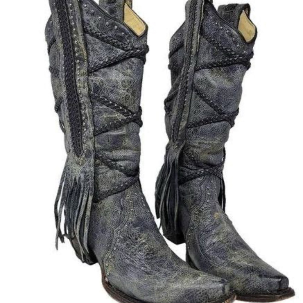 Chic Black Fringe Heeled Boots - Picture 6 of 6